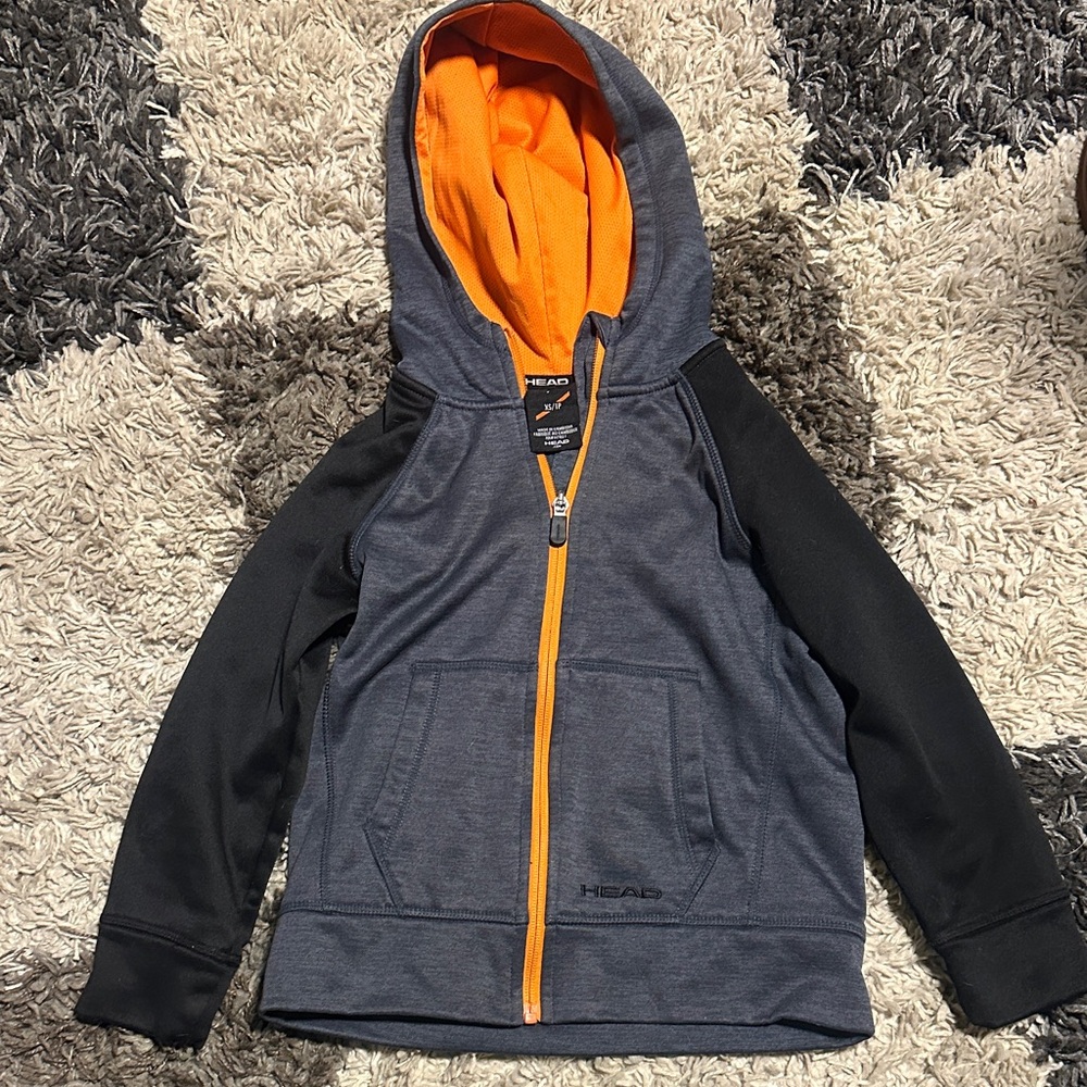 HEAD Kids' Charcoal and Black Hoodie with Orange Lining